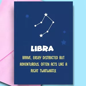 Star Sign Birthday Cards Libra Astrology Zodiac funny cards - Picture 1 of 3