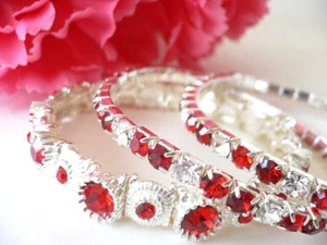 3-Strand Bracelet made with genuine Genuine Swarovski Crystals..Ruby...gift box - Picture 1 of 1