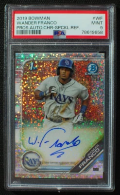 🌟 WANDER FRANCO - 2019 Bowman Chrome 1st SPECKLE REFRACTOR AUTO RC /299 - PSA 9 - Image 1 of 3