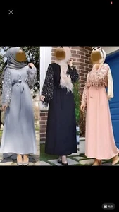 Muslim Abaya Women Tassel Long Sleeve Maxi Dress Sequin Kaftan Cocktail Party - Picture 1 of 4