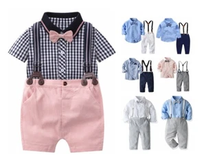 Bebé Niños Manga Larga Niños Solapa Camisa Prendas para el torso Pantalones Largos Caballero Conjunto de Trajes - Imagen 1 de 60