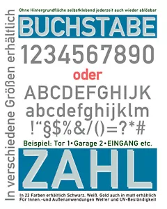 Zahl und/oder Buchstabe 8-24 cm frei wählbar selbstklebend Klebezahl Hausnummer - Bild 1 von 3