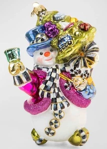 MACKENZIE CHILDS Granny Kitsch Christmas Snowman Ornament - Picture 1 of 2