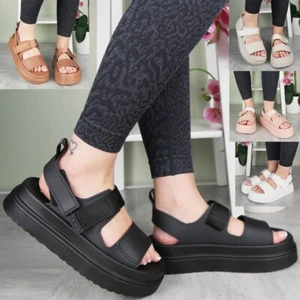 Sandalias Zapatos Damas Playa Vacaciones Verano Ajustable Correa Adhesiva Mujeres Tallas - Imagen 1 de 36