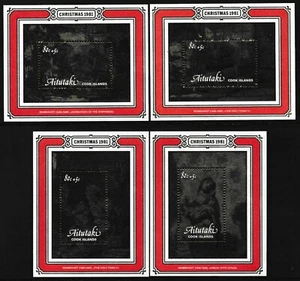1981 AITUTAKI CHRISTMAS WITH SURCHARGES SET OF 4 MINI SHEETS FINE MINT MNH - Picture 1 of 3