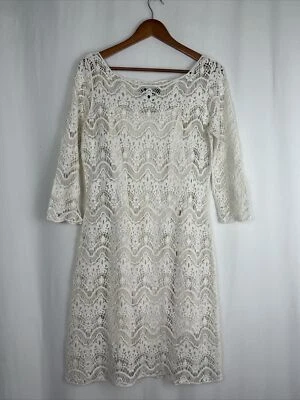 Lauren Ralph Lauren Medium Laced Dress With Slip White Ivory Wedding Knit - Image 1 of 4