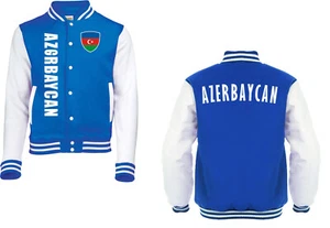 Aserbaidschan College Jacke Sweat Trikot Stil  Fahne Wappen Blau SP/A - Picture 1 of 1