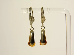 Baltic Amber Dangle Drop Earrings Brown Cognac Transparent Natural Stone 5933 - Picture 1 of 10