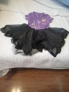  Girl's Dress Shopkins Purple/Black Halloween Sparkle Tee shirt Sz 14-16 tulle - Picture 1 of 4