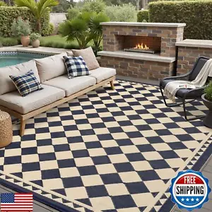HUGEAR Outdoor Rug for Patios Clearance,Waterproof Mat,Large Outside Carpet,R - Picture 1 of 5