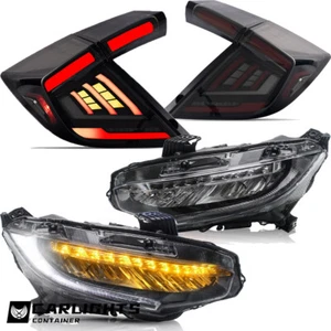 VLAND Headlights+SMOKED LED Tail Lights W/Dynamic For Civic Hatch Type R 2017-21 - Picture 1 of 18