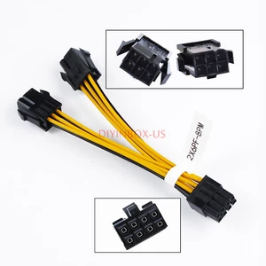 Dual 6 pin Female to 8 Pin Male PCIE GPU Graphics Vedio Cards Power Data Cable - Picture 1 of 11