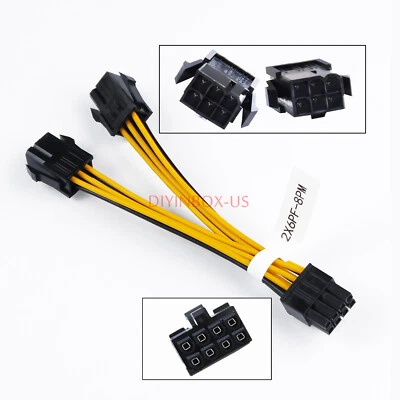 Dual 6 pin Female to 8 Pin Male  PCIE GPU Graphics Vedio Cards Power Data Cable - Image 1 of 4