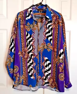 Women SANGI Multi Color Long Sleeve Button Up Shirt Top Size Large - Picture 1 of 13