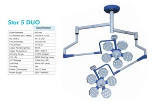 Star-5 Duo Model Surgical LED OT Light, Star Series with 400000 Lux intensity - Picture 1 of 4