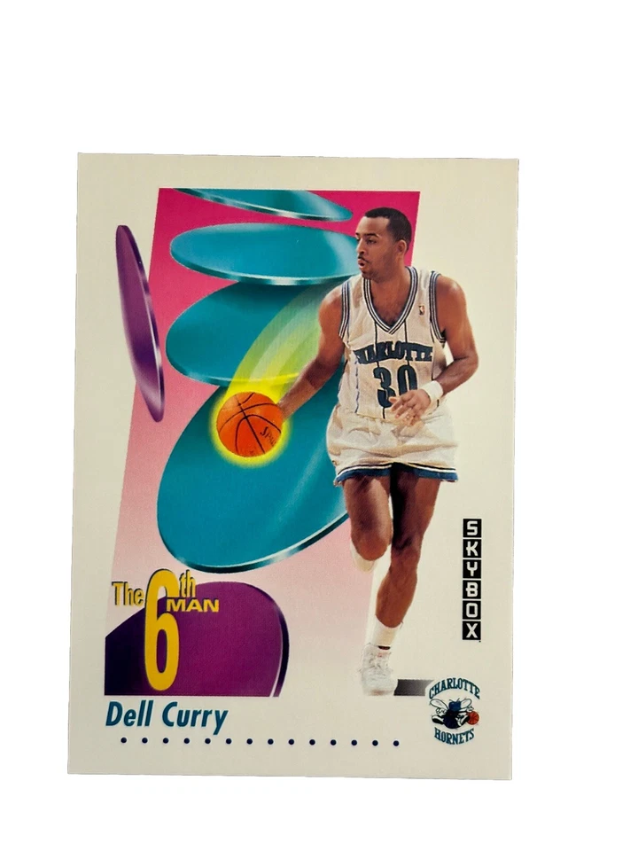 Excellent: Vintage 1991-92 SkyBox Dell Curry Charlotte Hornets Trading Card - Image 1 of 2