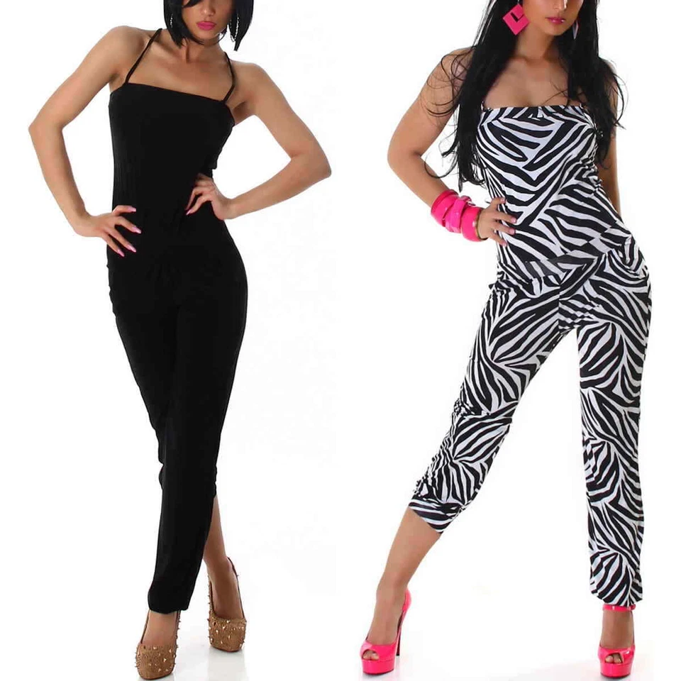 Damen Overall Bandeau Neckholder Träger Onesie Jumpsuit Sommer sexy 36 38 S-M - Bild 1 von 1
