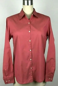 Eddie Bauer Women's Size M Cotton Blend Long Sleeve Button Down Shirt Coral Pink - Picture 1 of 12