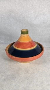 Klassische marokkanische TANGINE von Val Do Sol Portugal terrakotta blau grün orange 9 Zoll - Bild 1 von 10
