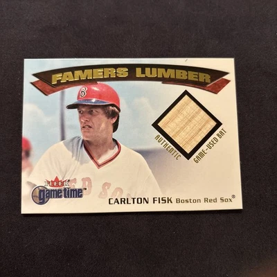 ERROR CARD MISSING #/100 2001 Fleer Game Time Famers Lumber Carlton Fisk GU Bat  - Image 1 of 4