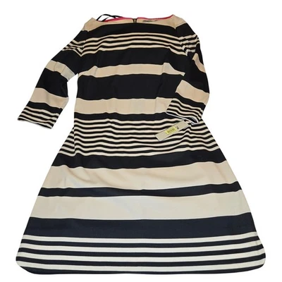 Платье-футляр Eliza J в полоску - черное цвета слоновой кости карьерное коктейльное для вечеринки размер 10 - Изображение 1 из 4