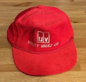 Vintage Cord Utility Vault Co Cap Slide verstellbar Seil Mütze rot - Bild 1 von 10