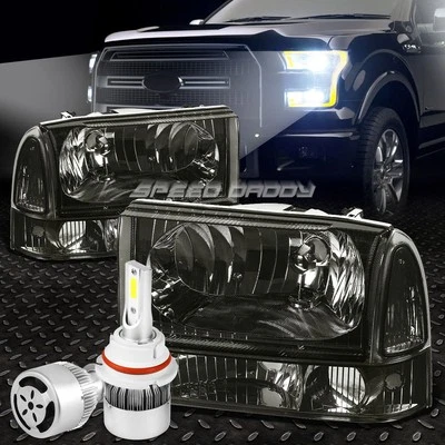 FARO CARCASA AHUMADA + ESQUINA TRANSPARENTE + LED BLANCO 9007 HID + VENTILADOR PARA 99-04 SUPERDUTY Foto 1 de 4