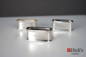 835ER SILBER SERVIETTEN RINGE PERSONALISIERT 92GRAMM HALB MOND KRONE - Bild 1 von 7