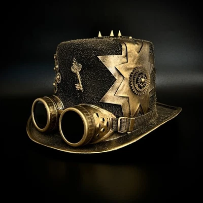 Steampunk Style Mad Mad Hatter Top Hat Feather Halloween Costume Cosplay Hats - Image 1 of 4