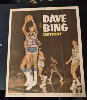 1970-71 Topps Dave Bing (HOF) Poster #7 of 24 near mint (see scan) - Image 1 of 2
