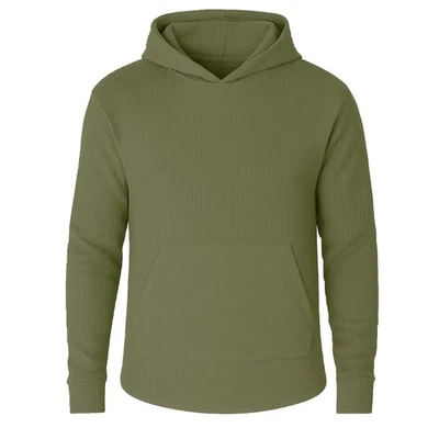 男式华夫格针织保暖套衫连帽衫-保暖舒适休闲装(尺寸-S-3XL) — 第 1/2 张图片