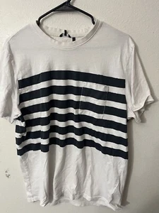 DKNY Men's Pocket Tee White & Blue Striped T-Shirt Size Large - Picture 1 of 5