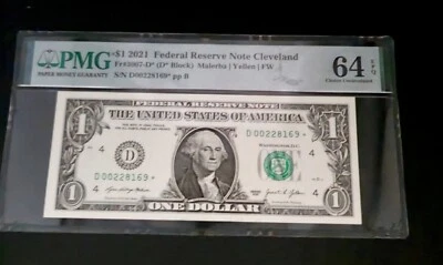 2021 $1 Federal Reserve STAR Note Fr#3007-D*  Cleveland  64 EPQ Choice Uncir. - Image 1 of 2