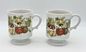 Spice of Life Footed Ceramic Mugs 8oz Various Vegetables Japan Set of 2 - Picture 1 of 9