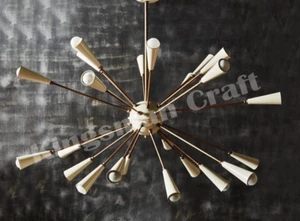 Mid Century Style 24 Arms Chandelier Sputnik Italian Décor White Ceiling Light - Picture 1 of 2