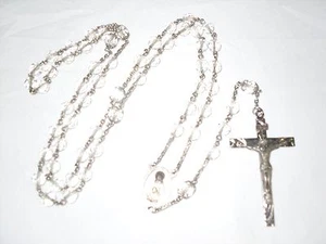 Sterling Silver Rosary with Crystal Beads Signed AP - Picture 1 of 6