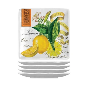 Set / 4 Michel Design Works Melamin 6" Canape Teller Zitrone & Basilikum - Bild 1 von 1