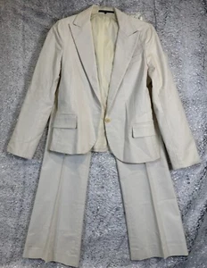 Set tuta Theory blazer pantaloni avorio 2 pezzi 1 bottone foderato donna taglia 6 - Foto 1 di 23
