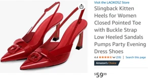 Slingback Kitten Heels für Frauen geschlossen spitz zulaufend mit Schnallenriemen, Größe 8 - Bild 1 von 7