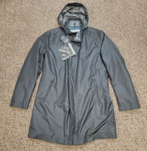 $895 New HUGO BOSS The Path GORE-TEX Rain Jacket Sz 46 R Large Black Herringbone - Picture 1 of 10