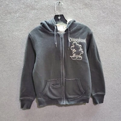 Disney Parks Women Sweatshirt Small Gray Hoodie Disneyland Resort Sherpa Lined - Image 1 of 4