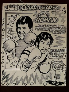 VTG JULIO CESAR CHAVEZ Mexican Sports Magazine Sketch Drawing Original 80's #2 - Picture 1 of 2