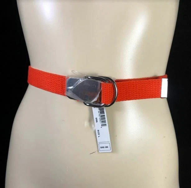 Nine West Belt Cotton Web Pant Size L Orange Style 313015