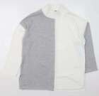 Bonmarche Damenpullover grauer Polyester-Pullover mit Mockausschnitt Größe 12 - Farbblock