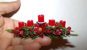 PIEZA CENTRAL DE ARREGLO FLORAL VELA DE NAVIDAD MINIATURA CASA DE MUÑECAS ESCALA 1:12 - Imagen 1 de 18