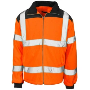 Super Touch ALTA VIS CHAQUETA DE LANA PARCHE LLUVIA ROPA DE TRABAJO SEGURIDAD JUMPER TOP - Imagen 1 de 5