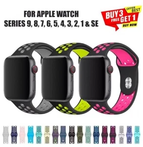 Für Apple Watch Silikon Bandarmband Serie 9 8 7 6 5 4 3 SE 38 40 41 42 44 45mm - Bild 1 von 26