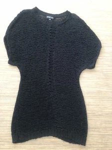 Fabulous Morgan Marks Black Silk Knitted Crochet Boho Layering Tunic Dress S/M - Picture 1 of 17
