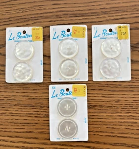 Vintage Lot Of Sewing Buttons On Cards Le Bouton White #11 & #64 - Picture 1 of 1
