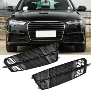 Pair Fog Light Grill Grille Bezels Covers for 2016-17 2018 Audi A6 C7 S-Line S6 - Picture 1 of 10